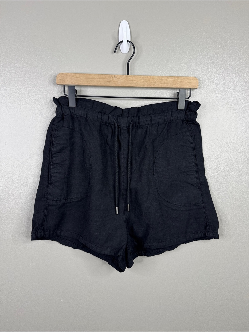 BDG Urban Outfitters Linen Cotton Relaxed Black Highrise Drawstring Shorts Small